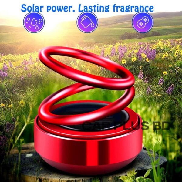 Solar Car Aromatherapy Rotating Double Ring Suspension Air Fresheners Car Fragrance - Image 2