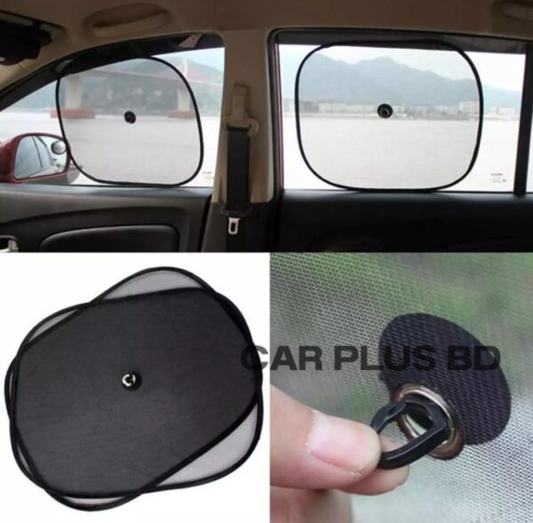 2 pcs Car Sun Shade- Black - Image 3