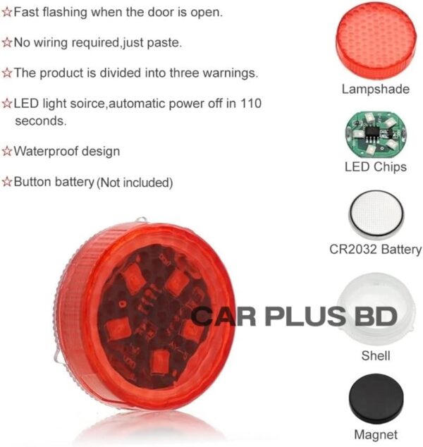 Universal LED Car Opening Door Safety Warning Anti-collision Lights Magnetic Sensor Strobe Flashing Alarm Lights Parking Lamp - Image 2