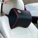 Car Neck Pillow 3D Memory Foam Cushion Washable Head Support Leather Car Seat Pillows Back Cushion for Office Chair - Black