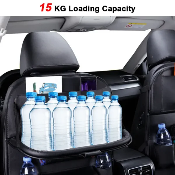 Car Seat Back Organizer Pu Leather Pad Bag Car Storage Organizer Foldable Table Tray Travel Storage Bag Auto Accessories-2pcs - Image 2