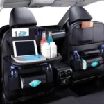 Car Seat Back Organizer Pu Leather Pad Bag Car Storage Organizer Foldable Table Tray Travel Storage Bag Auto Accessories-2pcs