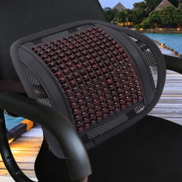 Massage Back Lumbar Support Mesh Cushion for Car Seat, Office Chair, Wood Beads Chair - Image 2