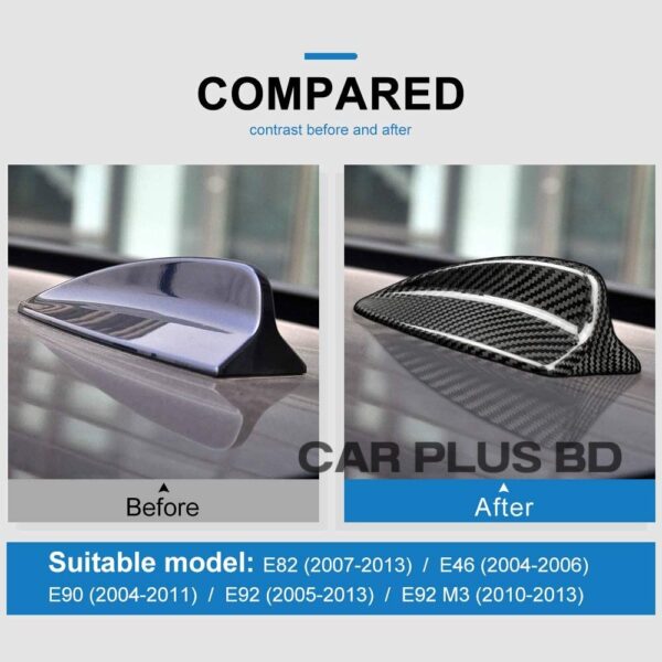 Carbon Fiber Car Shark Fin Antenna Cover Radio Signal Black (7.6”) - Image 3