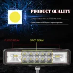 6 Inch Car LED Light Bar, 120W Spotlight, 6000K Daylight White, Off Road Fog Light for Truck Car Motorcycle Boat, 2 Pack - Image 3