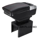 Universal Car Armrest Console Box Artificial Leather- Black - Image 3