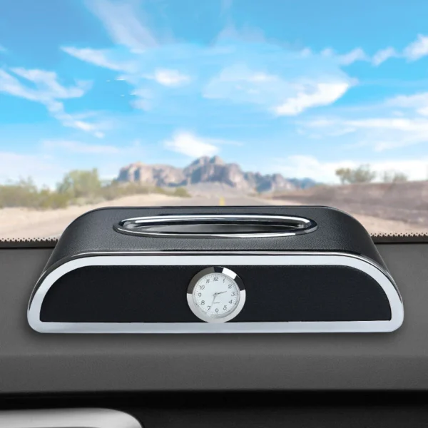 2n in 1 Car Tissue Box Holder with clock and number plate - Image 2