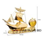 Car Golden Boat Air Freshener Dashboard watch & Showpiece - Image 2