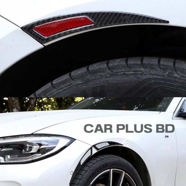 Carbon fiber Reflective Wheel Eyebrows Carbon Fiber Pattern Car Wheel Edge Protectors TRD Trim Protector Reflective Stickers, 2PCS Red - Image 3