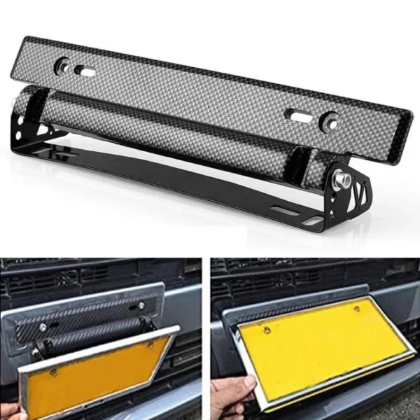 New Universal Adjustable Carbon Fiber Pattern Car Racing License Plate Frame Holder Bracket DXY88 - Image 1