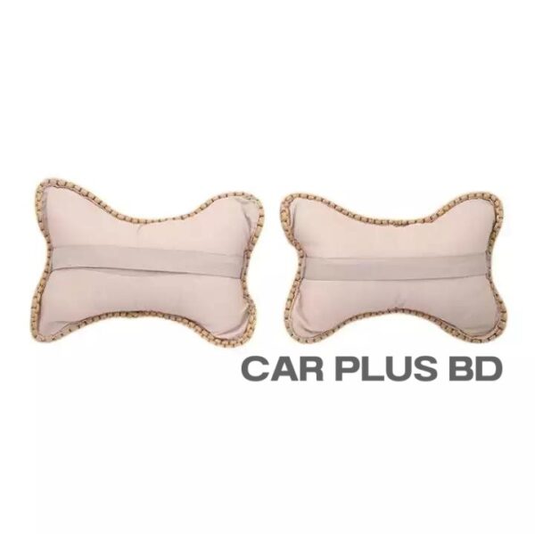 Car Neck Pillow Light Golden and off White 2 pc - Image 2