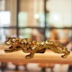 Fashion Gold Panther Figurines Miniatures Geometric Metal Leopard Statue Car perfume decor Wine Cabinet Home Accessories