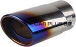 Car Exhaust Silencer Tip Chrome Half Burnt Blue 1.5 to 2.25 inch Exhaust Pipe - Image 2