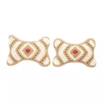 Car Neck Pillow Light Golden and off White 2 pc