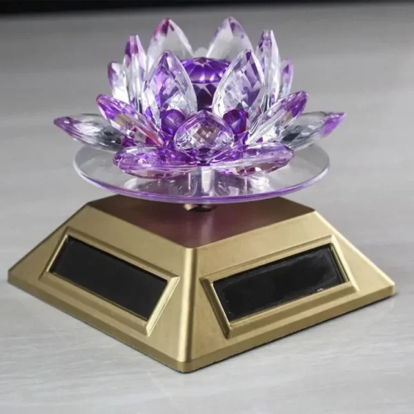 Feng Shui Crystal Lotus Flower Solar Energy Decoration Blue Green Purple Yellow - Image 3