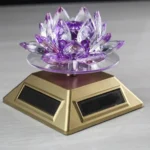 Feng Shui Crystal Lotus Flower Solar Energy Decoration Blue Green Purple Yellow