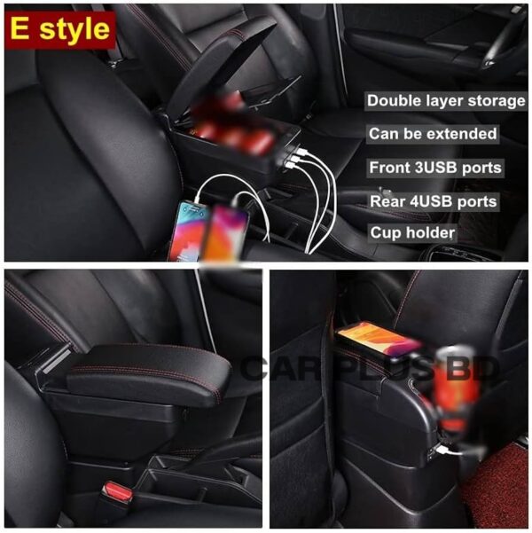 Armrest box central Store content box with cup holder ashtray with USB interface - Image 2