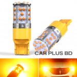 2pcs 3200lm Amber T20 7440 7440NA WY21W 1156 BA15S BAU15S LED Canbus No Hyper Flash Built-in Resistor Turn Signal Light Yellow