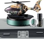 Army Style Solar Powered Car Perfume Aromatherapy Helicopter Air Freshener Diffuser Perfume Auto Rotation Fan | For Car Dashboard with liquid Perfume - Image 2