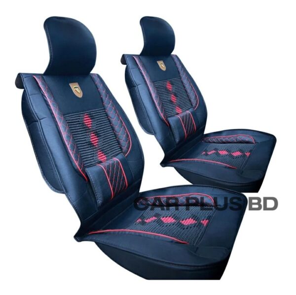 Summer 2 pc Car Front Seat Cover Cushion Breathable Pu Leather Seat Protector With Waist Support Pad Car Interior Accessories - Image 2