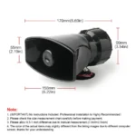 4 Tones Siren Horn Remote Control Kit Black Electronic Car Alarm 12V DC - Image 2
