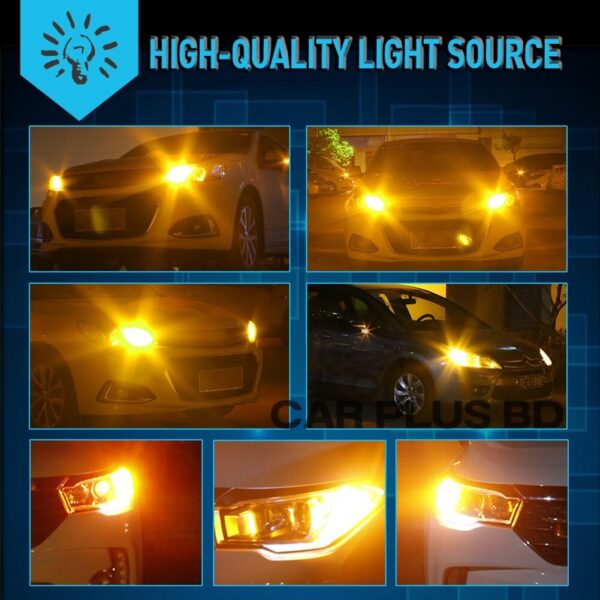 2pcs 3200lm Amber T20 7440 7440NA WY21W 1156 BA15S BAU15S LED Canbus No Hyper Flash Built-in Resistor Turn Signal Light Yellow - Image 3