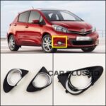 2pcs Kit Car Black Front Left + Right Bumper Fog Light Lamp Cover for Toyota Vitz 2010-2014