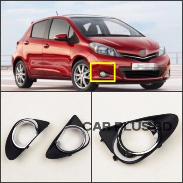 2pcs Kit Car Black Front Left + Right Bumper Fog Light Lamp Cover for Toyota Vitz 2010-2014 - Image 1
