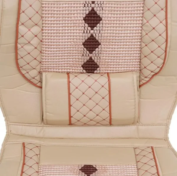 Summer 2 pc Car Front Seat Cover Cushion Breathable Pu Leather Seat Protector With Waist Support Pad Car Interior Accessories - Image 2