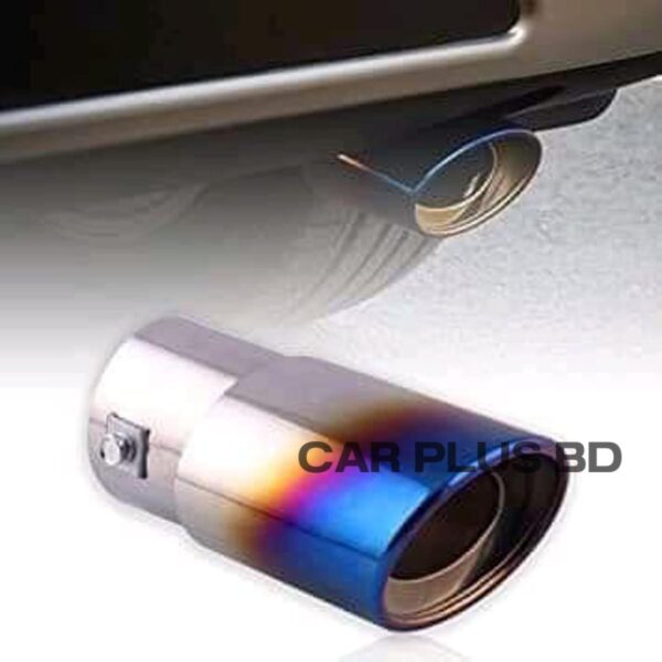 Car Exhaust Silencer Tip Chrome Half Burnt Blue 1.5 to 2.25 inch Exhaust Pipe - Image 1