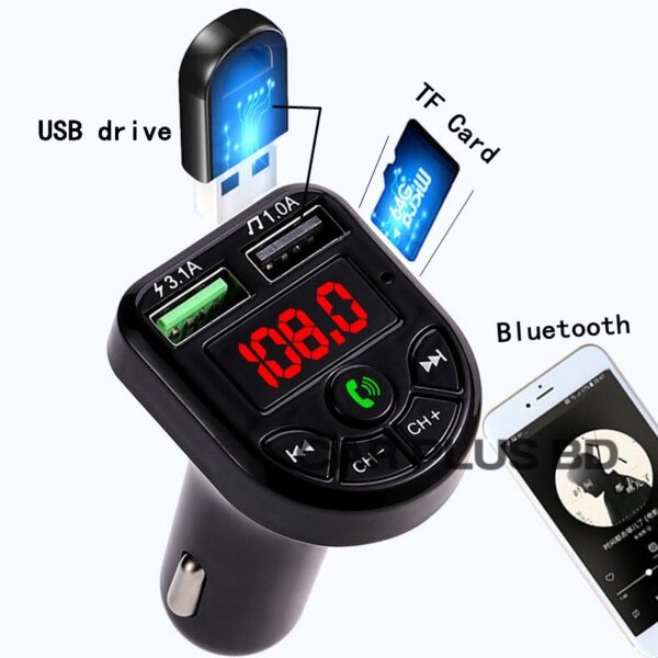 Car Bluetooth 5.0 FM Wireless Handsfree Receiver Car MP3 Player Qc3.0 USB Fast Charger Car Accessories Bluetooth Car FM TF USB Music Car MP3 Player - Image 2
