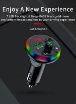 Car F14 FM Transmitter For Car BT 5.0 Dual USB Charger HandsFree Calling 7 Colors LED Backlit Wireless Music Radio Adapter