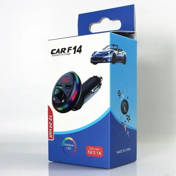 Car F14 FM Transmitter For Car BT 5.0 Dual USB Charger HandsFree Calling 7 Colors LED Backlit Wireless Music Radio Adapter - Image 5