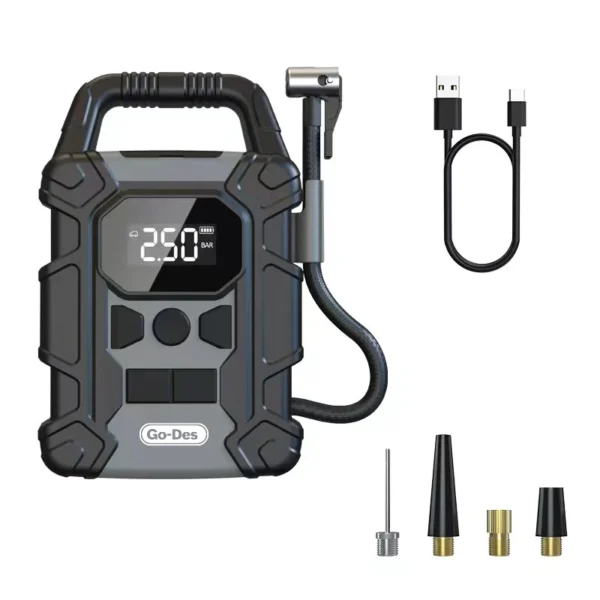 Go-Des Outdoor Power Bank 7500mah sans fil Intelligent numérique gonfleur d'air de pneu de voiture détection automatique de la pression de l'air en temps réel - Image 3