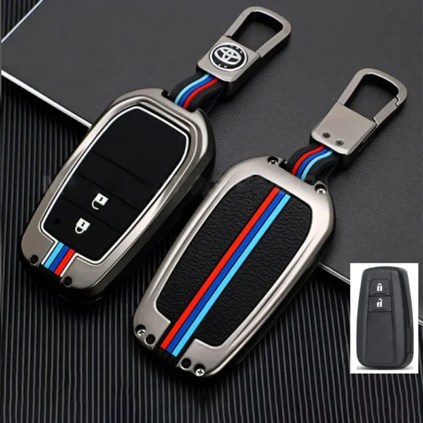 Car Metal Key Cover With Car Key Ring And Soft Silicone For Toyota CHR, Prius, Corolla Cross, Prado - Image 4