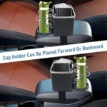 Multifunctional Car Armrest Storage Box Water Cup Holder, Anglecai Universal Armrest Tissue Holder for Car with 2 Foldable Car Cup Holders for Water Tumbler, Paper Towels Cellphones(Black) - Image 2