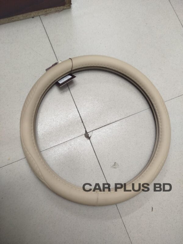 Pvc Leather Steering Wheel Cover - Beige - Image 2