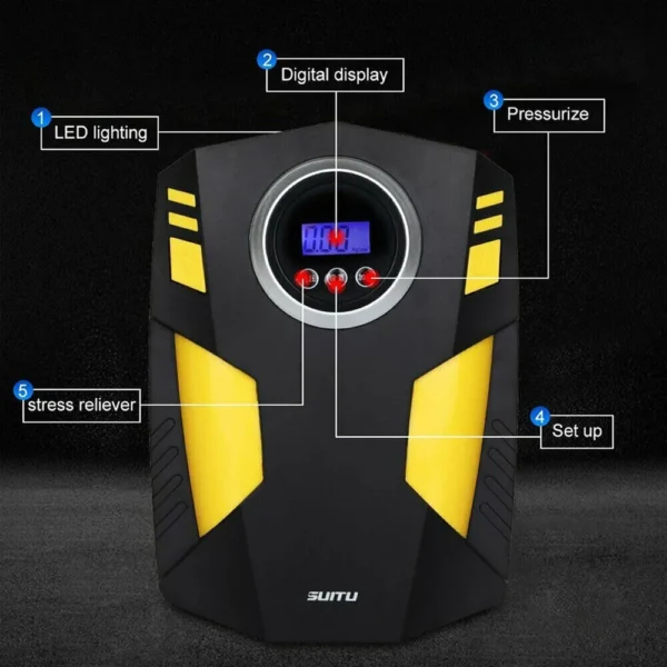 Digital Car Tyre Inflator Pump Portable 150PSI Air Compressor LED Light - Image 2