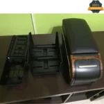 Universal Car Console Box With 7 USB Port Black And Wooden - Image 2