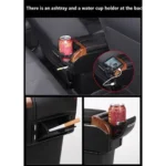 Universal Car Console Box With 7 USB Port Black And Wooden - Image 4