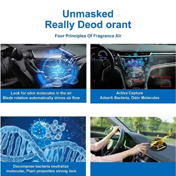 Solar Car Helicopter Showpiece Car Air Fresheners Ornaments Solar Energy Rotate Helicopter Aromatherapy full metal body - Image 2