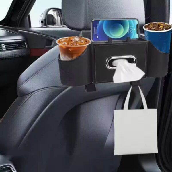 ecd5c5b7-4903-480e-ac9a-7326a56e41ae Car Back Seat Tissue Box Holder – 3-in-1 Multi-Functional Organizer for Tissue box, Drink Holder, And Hook - Image 1
