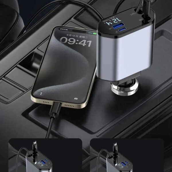 Smart 120w 4 In 1 Design Car Mobile Charger - Image 1