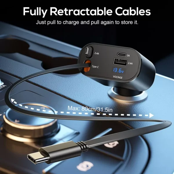 Smart 120w 4 In 1 Design Car Mobile Charger - Image 7