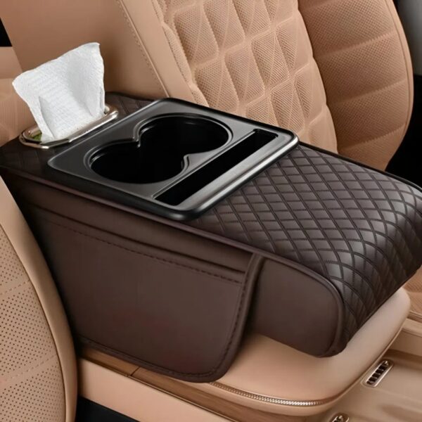 Car Armrest Cup and Phone Holder with Tissue box - Image 3