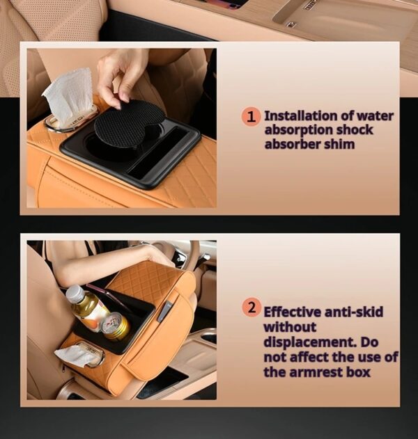 Car Armrest Cup and Phone Holder with Tissue box - Image 6