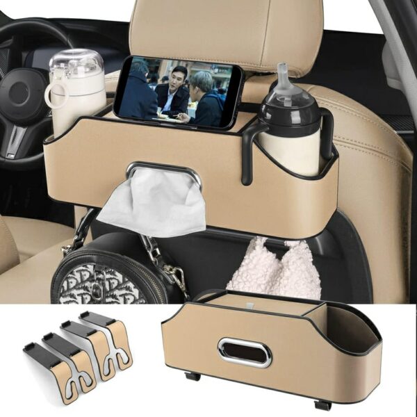 Car Back Seat Tissue Box Holder – 3-in-1 Multi-Functional Organizer for Tissue box, Drink Holder, And Hook - Image 11