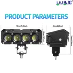 LIU HJG 4 LED 120W Yellow/White Fog Light with Wiring Kit for Universal  Car, Truck, Bike - Image 3