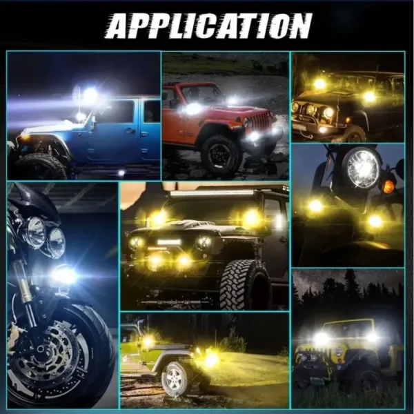 LIU HJG 3 LED 120W Yellow/White Fog Light with Wiring Kit for Universal  Car, Truck, Bike - Image 7
