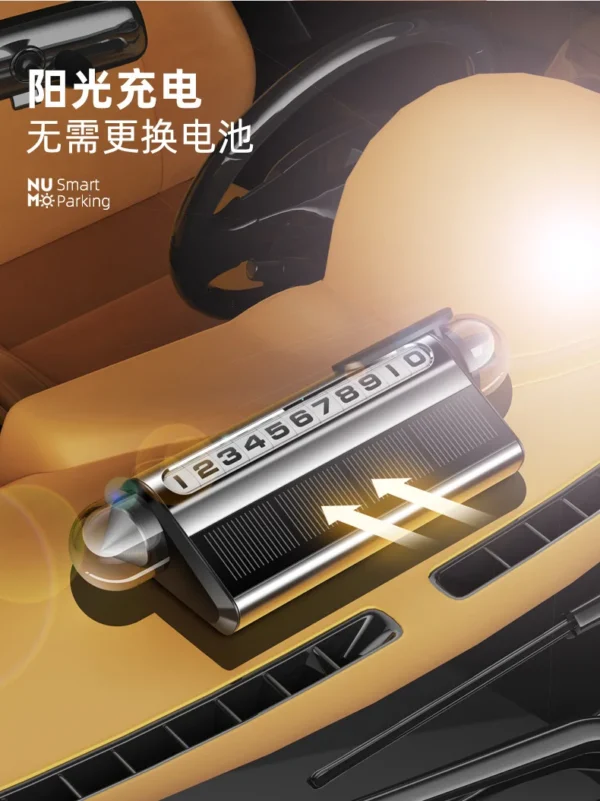 Solar LED Dashboard Parking Number Board with Safety Hammer and Blade – Multi-Function Car Emergency Tool - Image 4